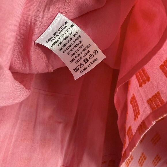 NWT size S‎ Never A Wallflower pink 9 dot punch marakesh blouse top short slv - Picture 9 of 11